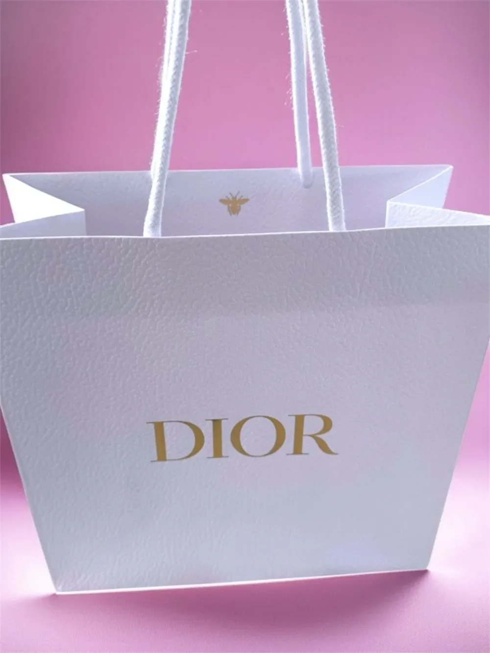 Dior White Paper Tote with Gold Logo